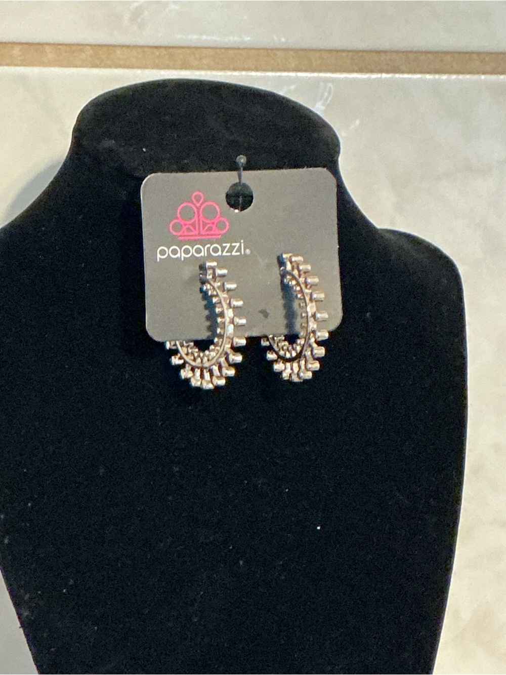 Paparazzi Gold Sparkling Crescent Hoop Earrings